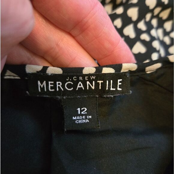 EC J.CREW MERCANTILE BLACK SND WHITE HEART DRESS SZ.12 - Picture 4 of 8
